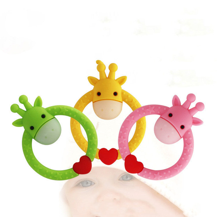 Giraffe Teething Toy – 2-in-1 Silicone Baby Teether & Soother