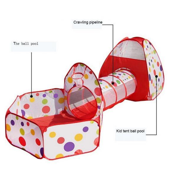 Kids Pop-Up Tunnel Toy Tent 3-Piece Set – Indoor & Outdoor Play for Toddlers
